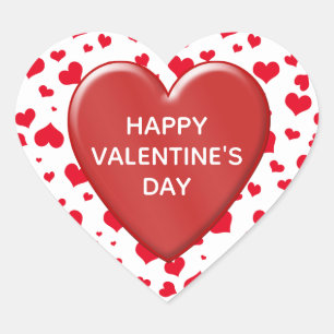 Happy Valentine's Day Random Red Hearts Pattern Heart Sticker