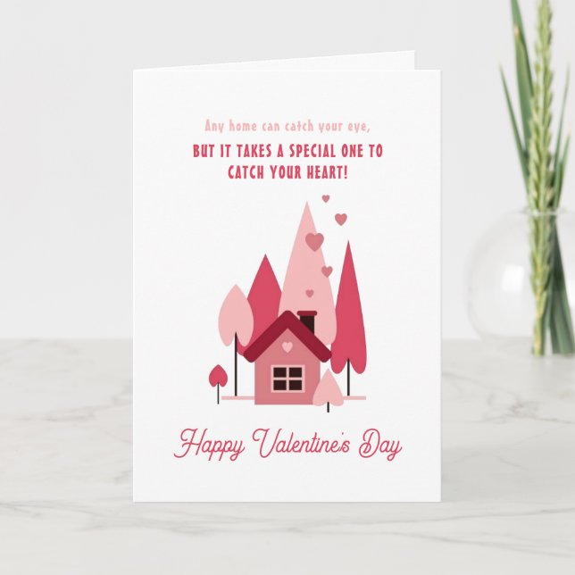 Happy Valentine's Day Real Estate Heart Spruces Holiday Card (Front)