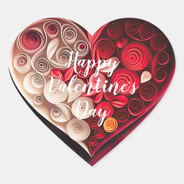 Happy Valentine's Day Red and Pink Hearts Heart Sticker (Front)