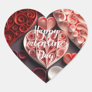 Happy Valentine's Day Red and Pink Hearts Heart Sticker