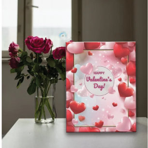 Happy Valentine's Day Red And Pink Hearts Holiday Card