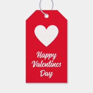 Happy Valentines Day red and white Gift Tags