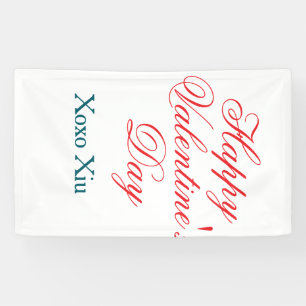 Happy Valentine's day red blue xoxo love name Banner