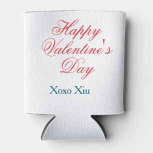 Happy Valentine's day red blue xoxo love name Can Cooler
