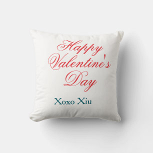 Happy Valentine's day red blue xoxo love name Cushion
