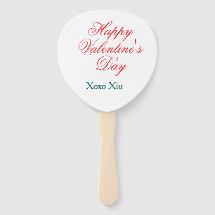 Happy Valentine's day red blue xoxo love name  Hand Fan