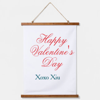 Happy Valentine's day red blue xoxo love name  Hanging Tapestry