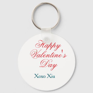 Happy Valentine's day red blue xoxo love name Key Ring