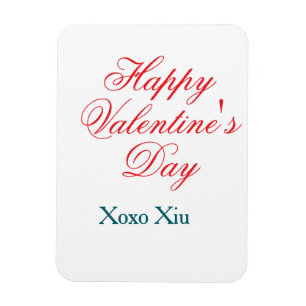 Happy Valentine's day red blue xoxo love name Magnet