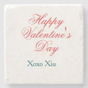 Happy Valentine's day red blue xoxo love name Stone Coaster