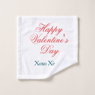 Happy Valentine's day red blue xoxo love name Wash Cloth