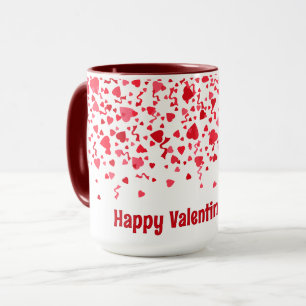 Happy Valentines Day Red Confetti Hearts Mug
