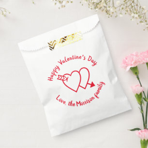 Happy Valentine's Day red cute hearts custom text Favour Bags