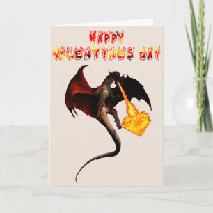 Happy Valentine's day Red Dragon Fire Heart Card