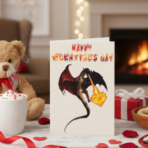 Happy Valentine's day Red Dragon Fire Heart Card