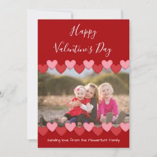 Happy Valentines Day Red Family Photo Holiday Card