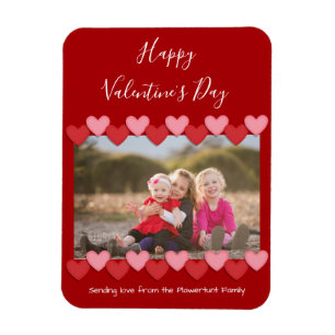 Happy Valentines Day Red Family Photo Magnet