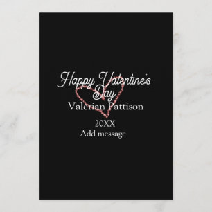Happy Valentine's day red glitter heart black name Invitation
