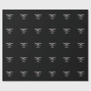Happy Valentine's day red glitter heart black name Wrapping Paper
