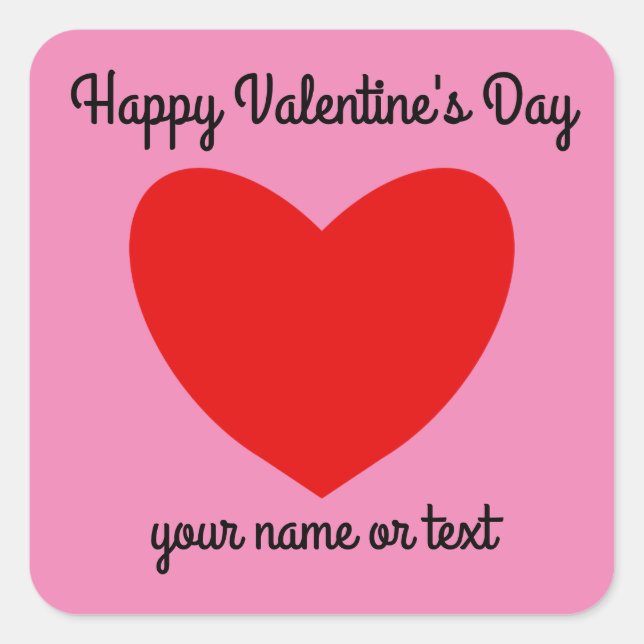 Happy Valentine's Day Red Heart #1 Stickers (Front)