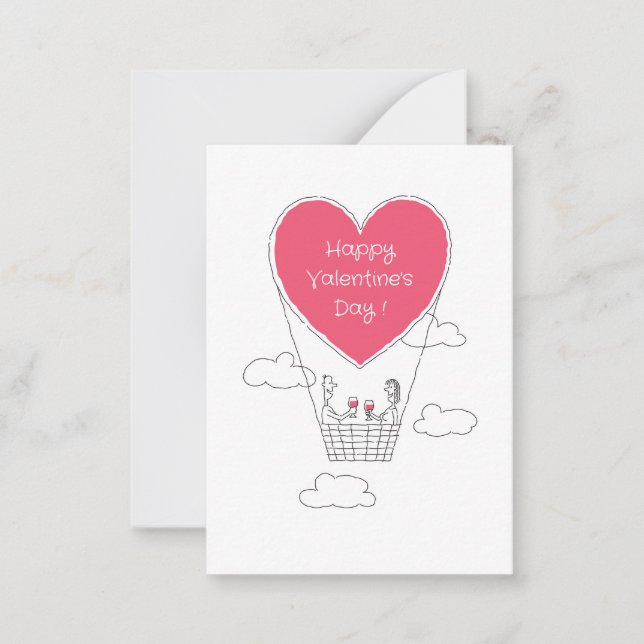 Happy Valentine's Day Red Heart Balloon Couple Card (Front)