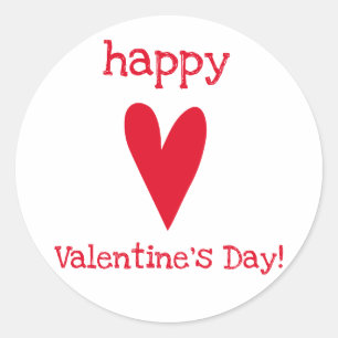 Happy Valentine's Day! Red Heart Classic Round Sticker