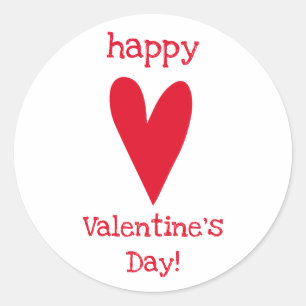 Happy Valentine's Day! Red Heart Classic Round Sticker
