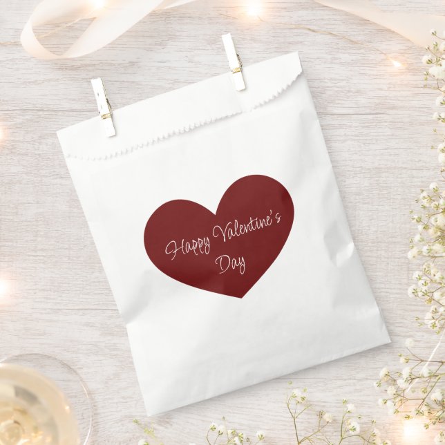 Happy Valentine's Day Red Heart Cute Party Favour Bags (Clipped)