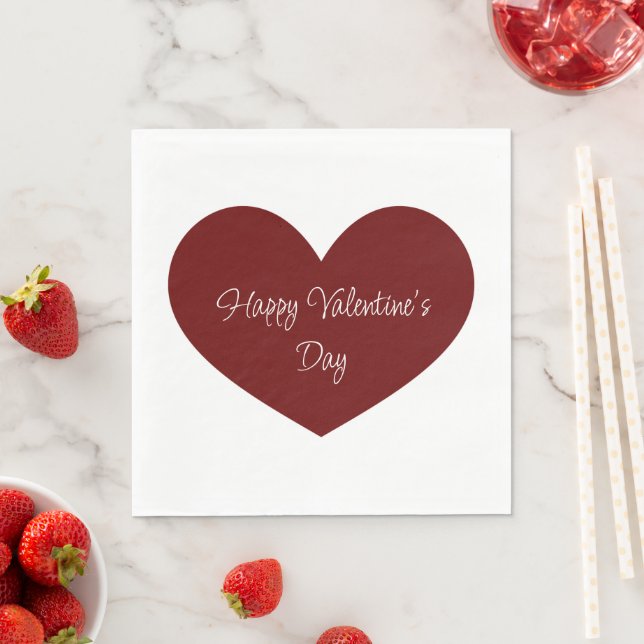 Happy Valentine's Day Red Heart Cute Party Napkin (Insitu)