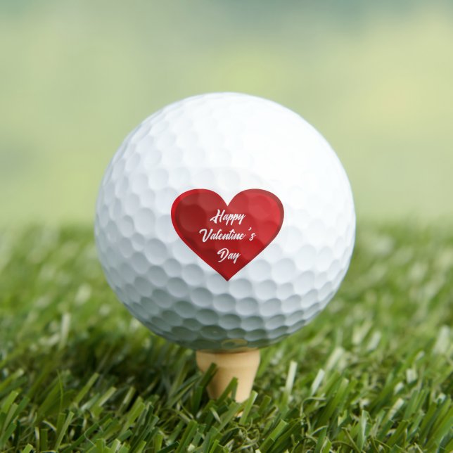 Happy Valentine's Day Red Heart for Her  Golf Balls (Insitu Tee)