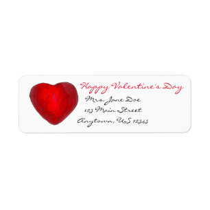 Happy Valentine's Day Red Heart Love Address Label