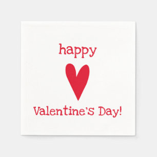 Happy Valentine's Day! Red Heart Napkin