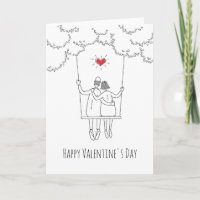 Happy Valentine's Day Red Heart Swing Lovers