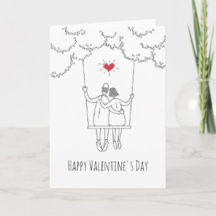 Happy Valentine's Day Red Heart Swing Lovers Card