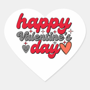 Happy Valentine's Day  Red Heart with Love   Heart Sticker