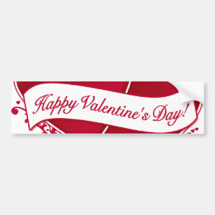 Happy Valentine's Day! Red Hearts Bumper Sticker