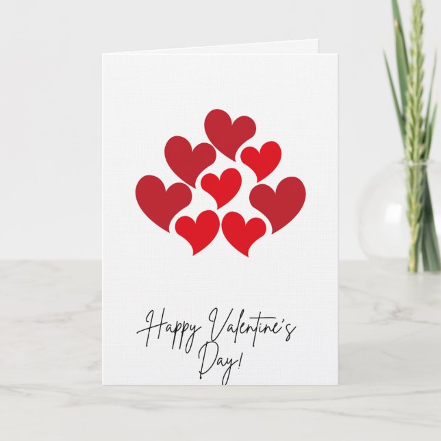 Happy Valentine's Day Red Hearts Card (Front)