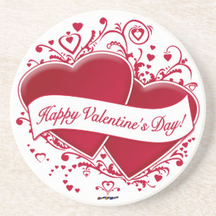 Happy Valentine's Day! Red Hearts Coaster