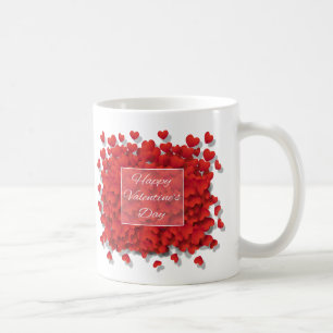 Happy Valentine's Day Red Hearts Coffee Cup Mug