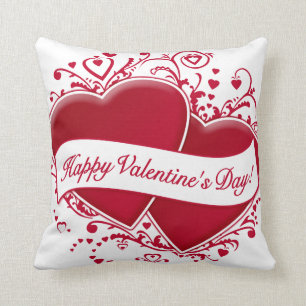 Happy Valentine's Day! Red Hearts Cushion