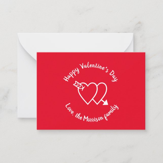 Happy Valentine's Day red hearts custom script  Card (Front)