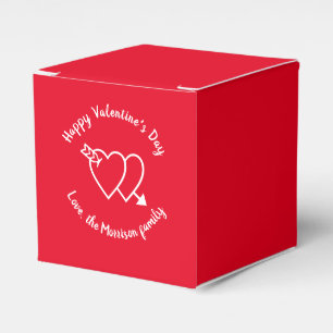 Happy Valentine's Day red hearts custom script Favour Box