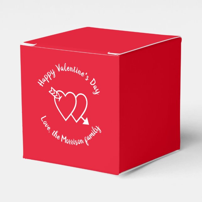 Happy Valentine's Day red hearts custom script Favour Box (Front Side)