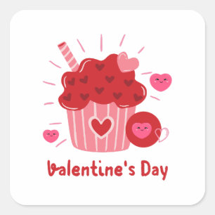 Happy Valentine's Day -Red Hearts Cute Images   Square Sticker