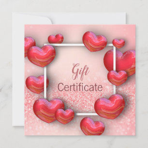 Happy Valentine's Day Red Hearts Glitter Gift Card