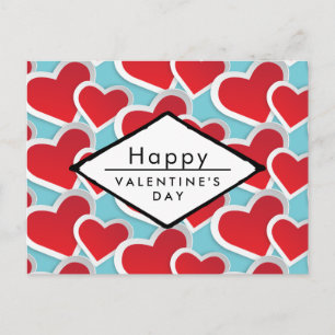 Happy Valentine's Day Red Hearts Holiday Postcard