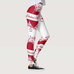 Happy Valentines Day Red Hearts Leggings