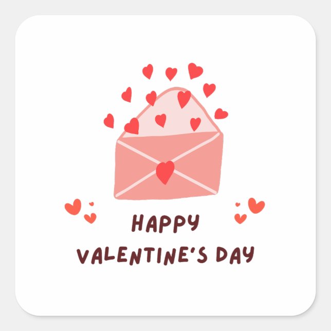 Happy Valentine's Day -Red Hearts Love Images    Square Sticker (Front)