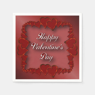Happy Valentine's Day Red Hearts Napkins