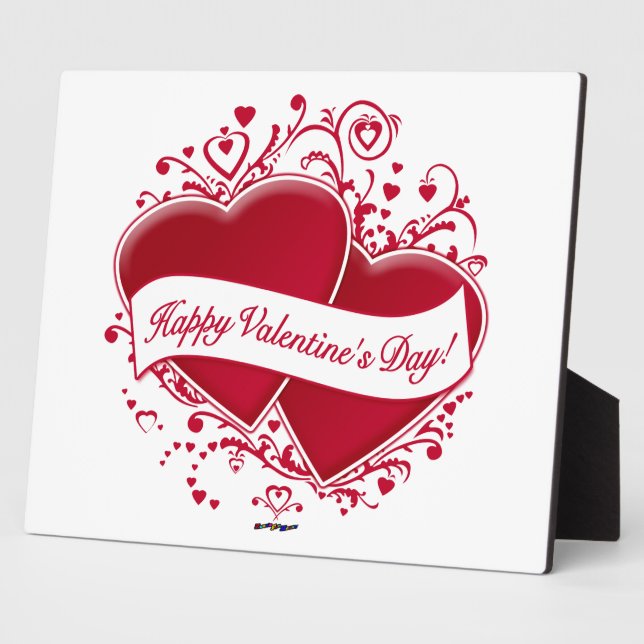 Happy Valentine's Day! Red Hearts Plaque (Side)